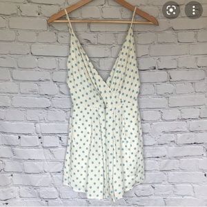 Lelis blue and white polka dot romper.